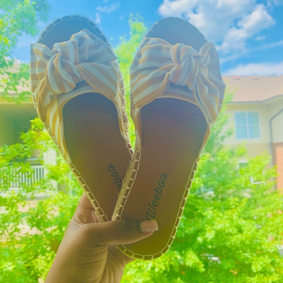Vegan Yellow Stripe Sandals - Picture 2 of 7
